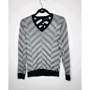 Armani Exchange V Neck Men Long Sleeve Sweatshirt Size S Zig Zag Academia